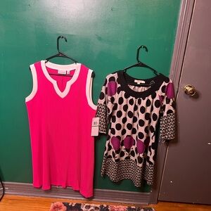 Set of 2! Pink Sleeveless Dress and Polka Dot Dress